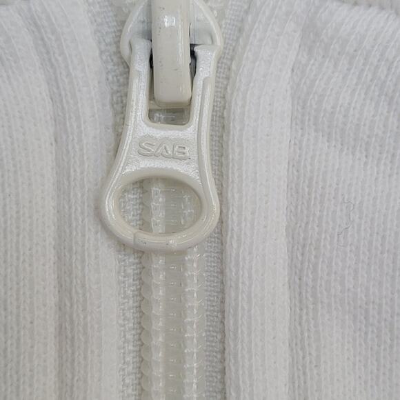 Adidas Zip Jacket Large 23x24 White Embroidered Trefoil Logo - Picture 12 of 16